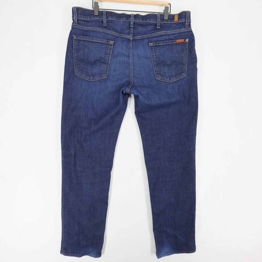 7 For All Mankind Standard Jeans Mens 40 Blue Dark Wash Button Fly Straight Leg